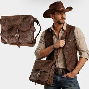 Artisan Handmade Leather Messenger Bag – Rustic Distressed Brown